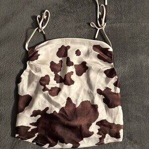 Satin Cow Print Camisole Top
